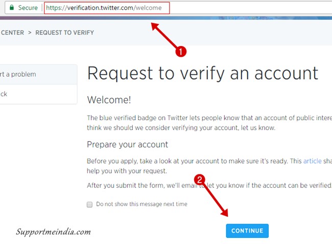 Request to verify an account