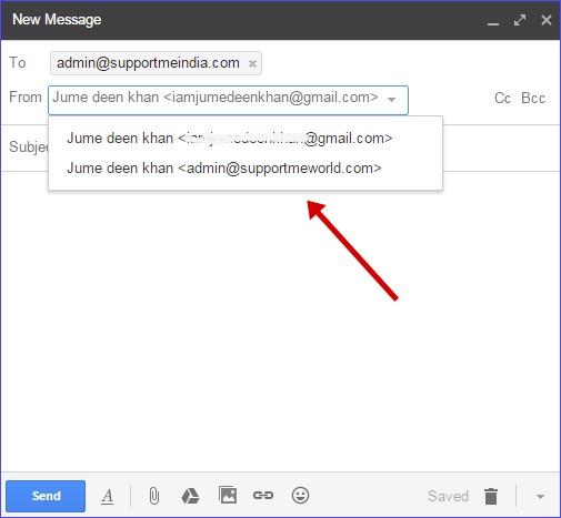 Send mail from custom email address