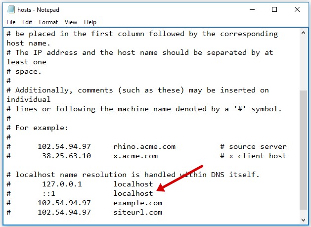 block websites using hosts file