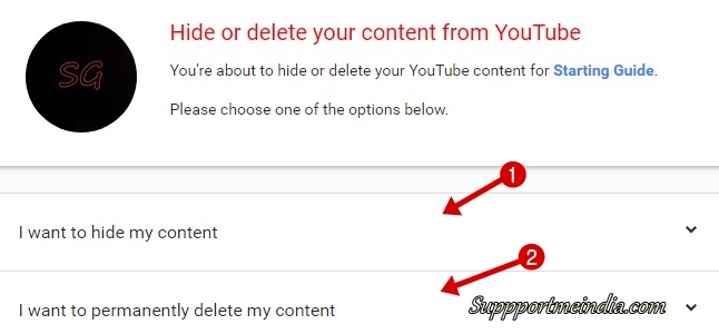 Hide and delete youtube channel