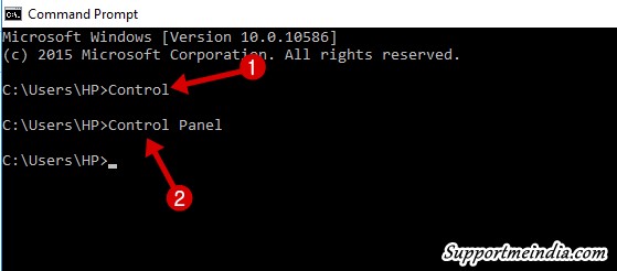 Open control panel using cmd