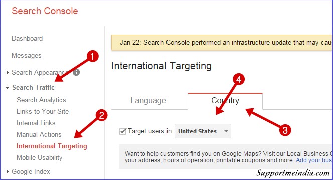 Set Targeting Country in Search Console