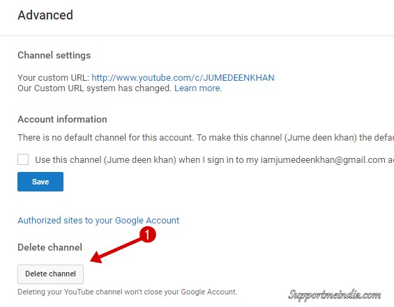 delete youtube channel