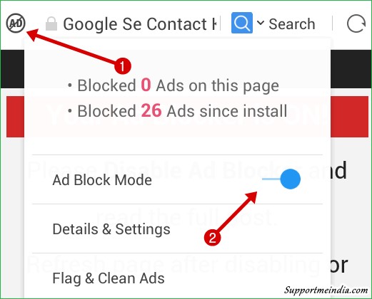 Dsiable adblocker uc browser