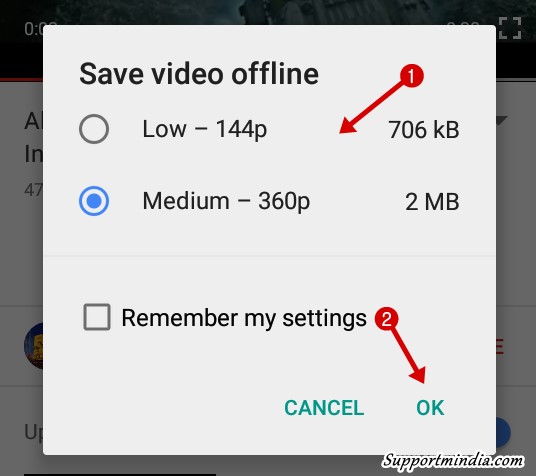 Youtube offline videos quality