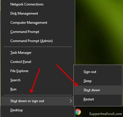 Win+x Key Press Karke Computer Laptop Ko Shut Kare