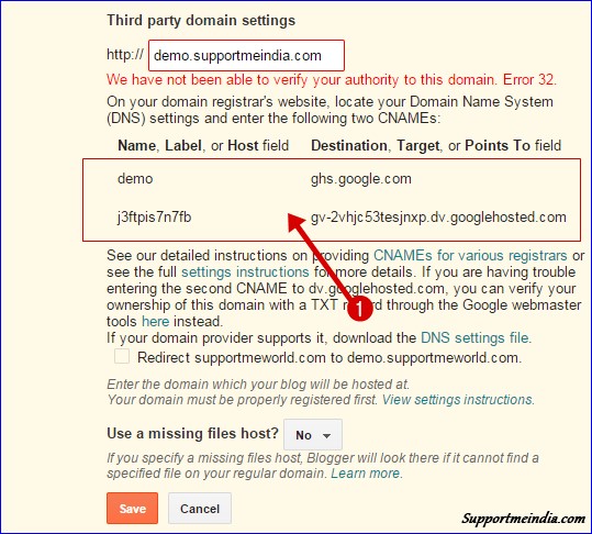 Add subdomain in blogger blog