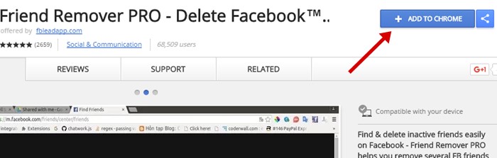 Install facebook friend remover extension
