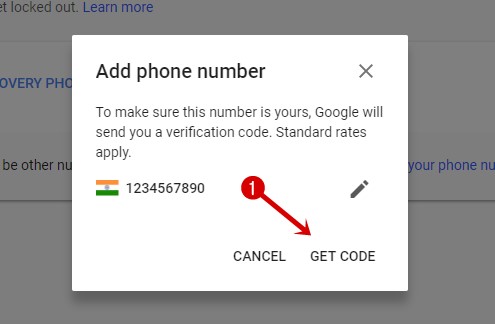 Add recovery mobile number