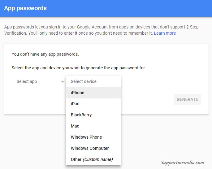 Google Account App Passwords