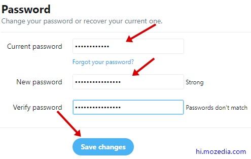 Change Twitter Password