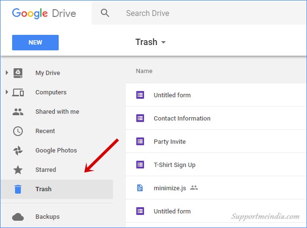 Open Google Drive Trash