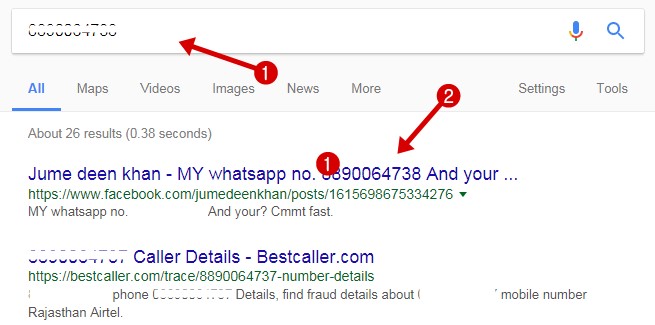 Search Mobile Number Details on Google