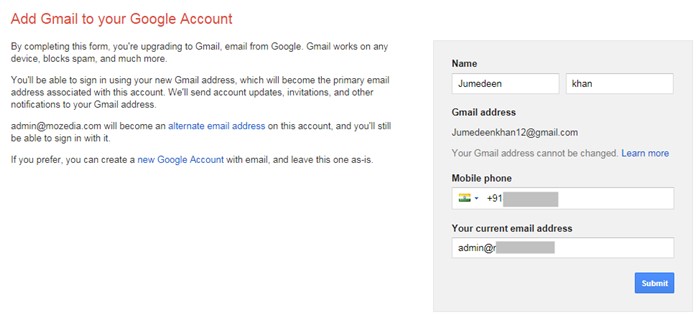 Add Gmail to your Google Account