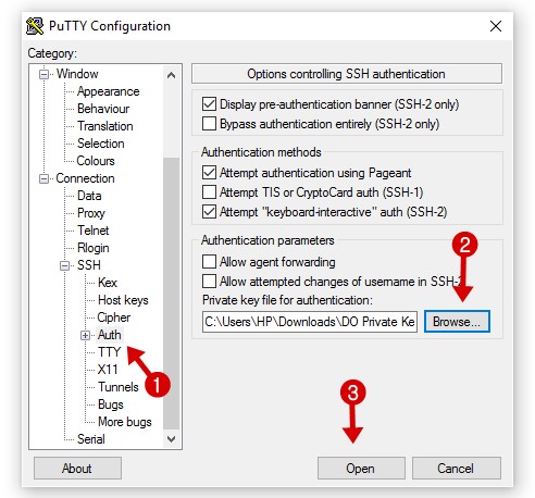 Logging DigitalOcean Droplet with PUTTY 2