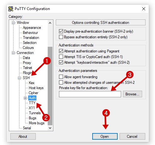 PUTTY Configuration with server