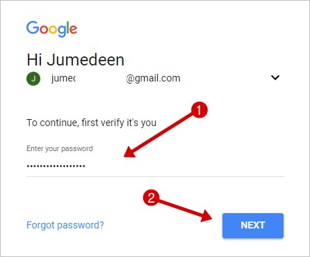 Re-enter your password