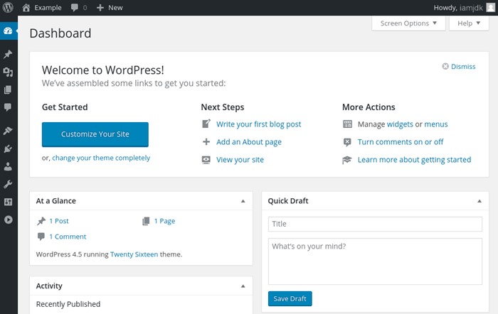 WordPress Dashboard