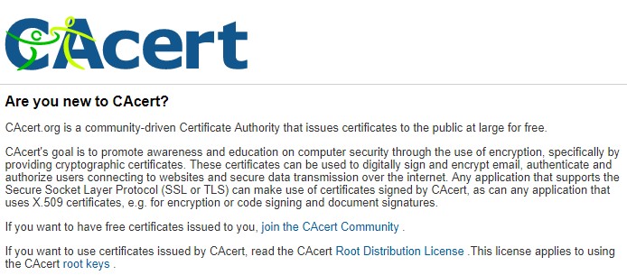 CAcert Free Certificate Authority