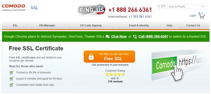 Comodo Free SSL Certificate