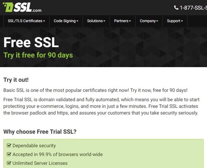 Free SSL Certificate