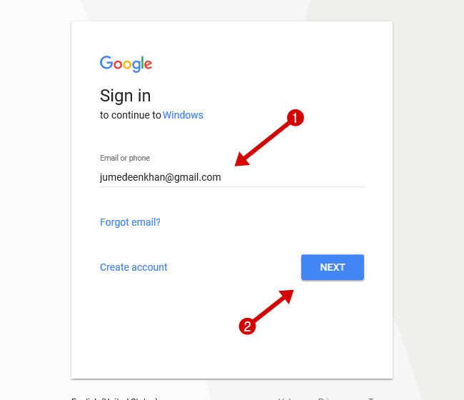 Add your gmail address