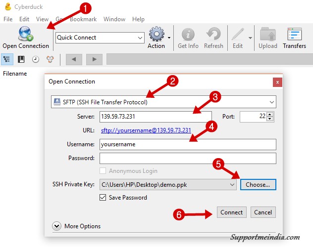 Connect Server via FTP