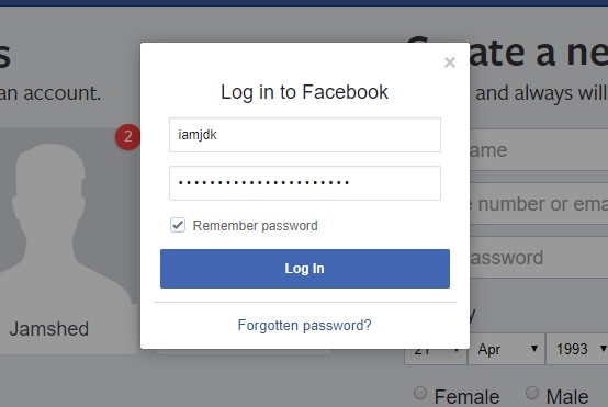 Login with another facebook account