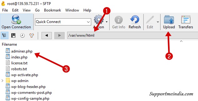 Upload Adminer on FTP