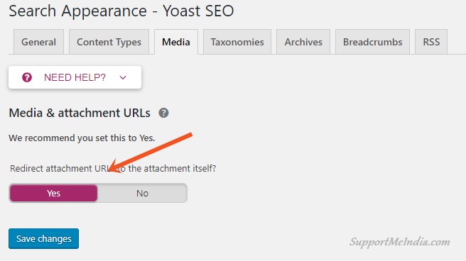 Yoast Attachment settings