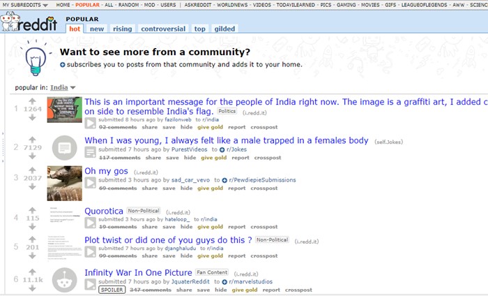 reddit interface