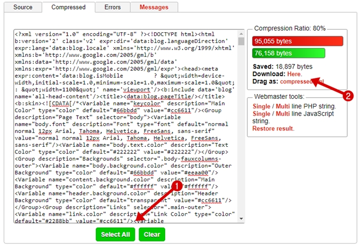 Compression Ratio perecent download and copy code