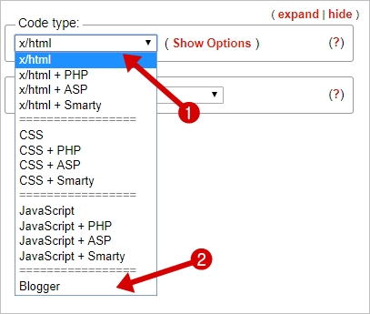 Select Blogger option to compress file