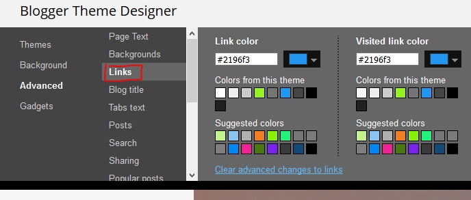 Change Blogger Links Color