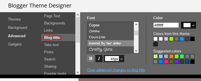 Change Blogger Title Fonts