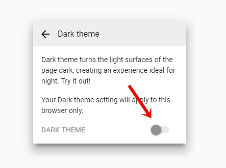 Click on activate dark theme button