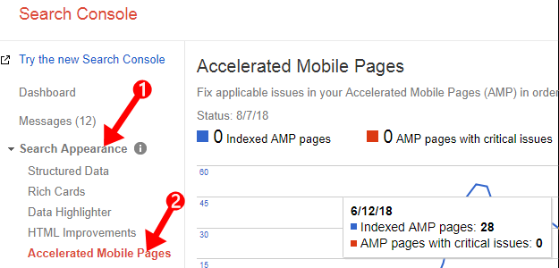 Google search console AMP