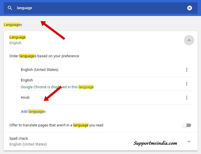 Type languages and click add languages