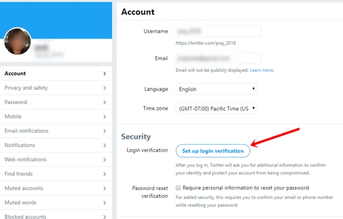 set up twitter login verification