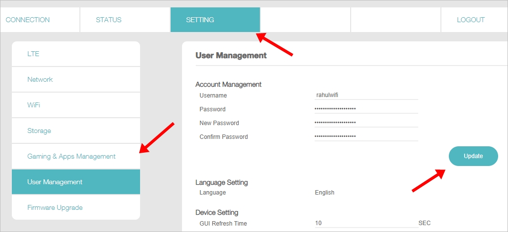 Change Wifi router password