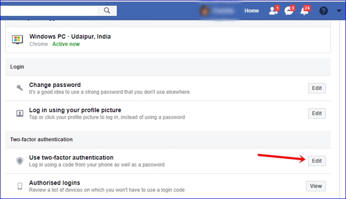 Facebook 2 step verification 3