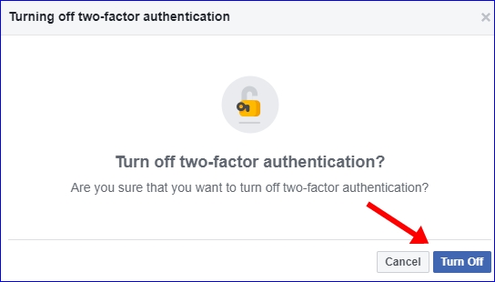 Facebook 2 step verification turn off