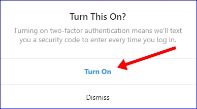 Instagram Turning on two-factor authentication