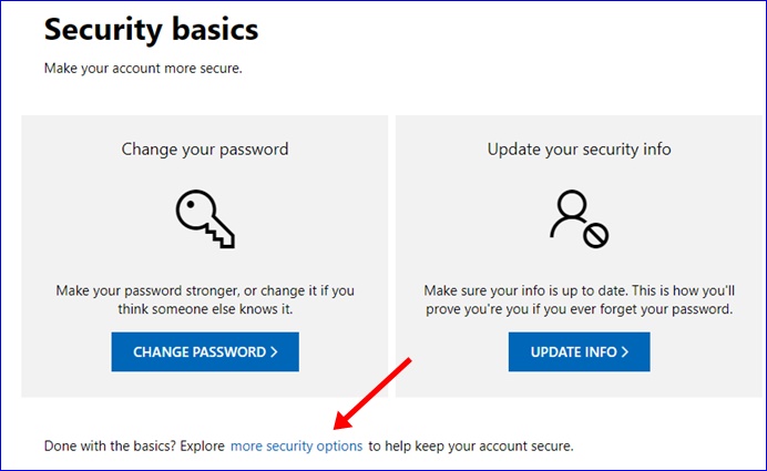 Microsoft more security options