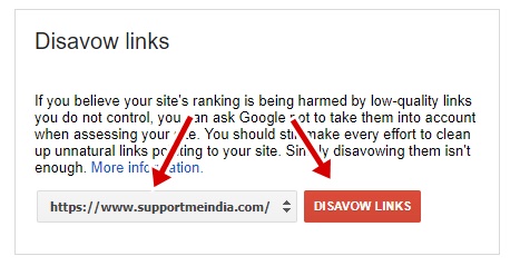 Select site to disavow