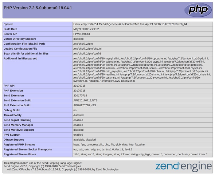 php 7.2 info page