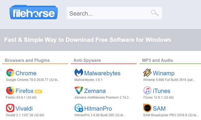 Filehorse - Free Software Download Sites
