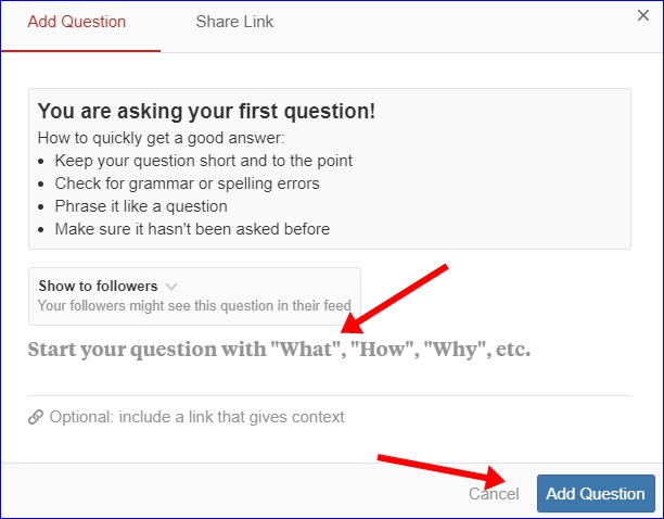 Ask question on quora