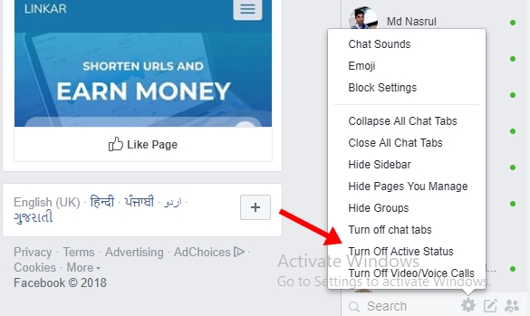 Facebook Turn Off Active Status