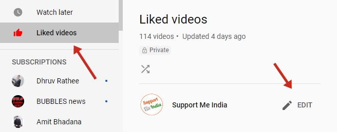 YouTube liked videos